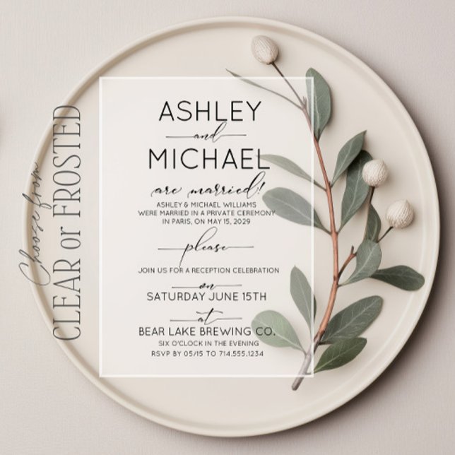 Calligraphy Typography Reception Only Wedding Acrylic Invitations (Creator Uploaded)