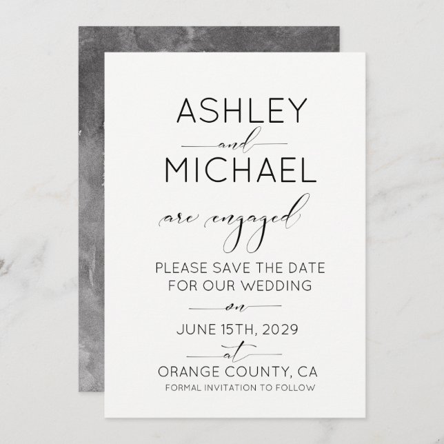 CALLIGRAPHY TYPOGRAPHY Wedding Save the Date Invitation (Front/Back)