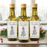 Calligraphy Watercolor Christmas Tree Red Bow Mini Wine Label<br><div class="desc">Modern Elegant Calligraphy Ink Pen Script Minimalist Watercolor Christmas Tree Mini Wine Bottle Label - Have Yourself A Merry Little Christmas - Red Bow and Ribbons</div>