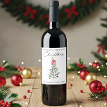 Calligraphy Watercolor Christmas Tree Red Bow Wine Label<br><div class="desc">Modern Elegant Calligraphy Ink Pen Script Minimalist Watercolor Christmas Tree Wine Bottle Label - Have Yourself A Merry Little Christmas - Red Bow and ribbons</div>