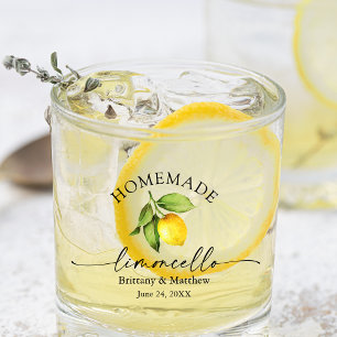 Calligraphy Watercolor Lemon Homemade Limoncello Whiskey Glass