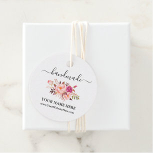 Calligraphy Watercolor Pink Floral Handmade Tags