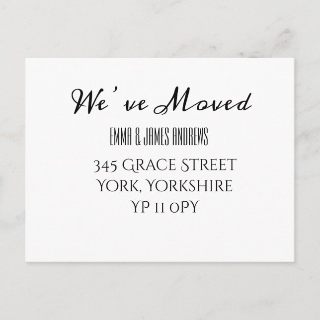 Calligraphy We’ve Moved Announcement Postcard (Front)