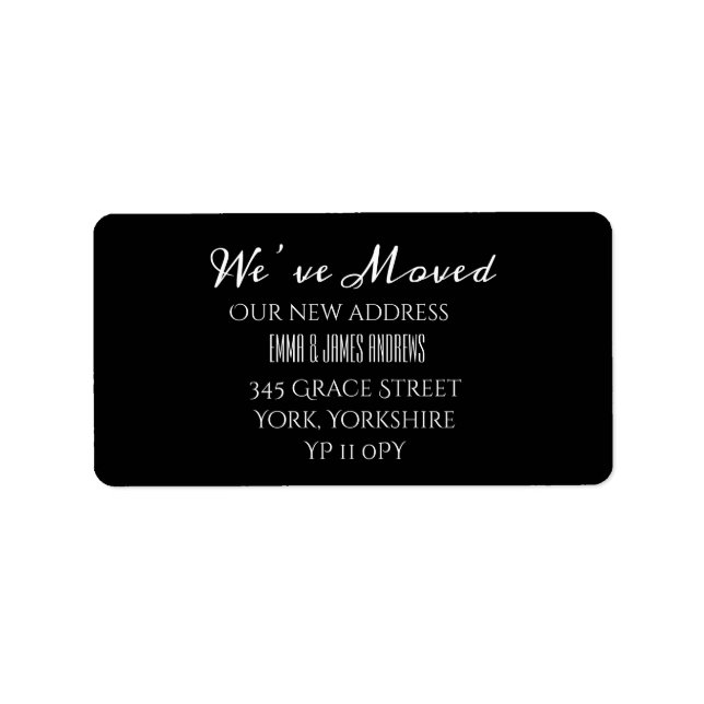 Calligraphy We’ve Moved New Address Update Black Label (Front)