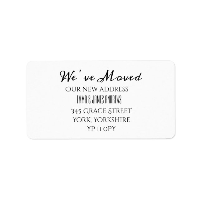 Calligraphy We’ve Moved New Address Update Labels (Front)