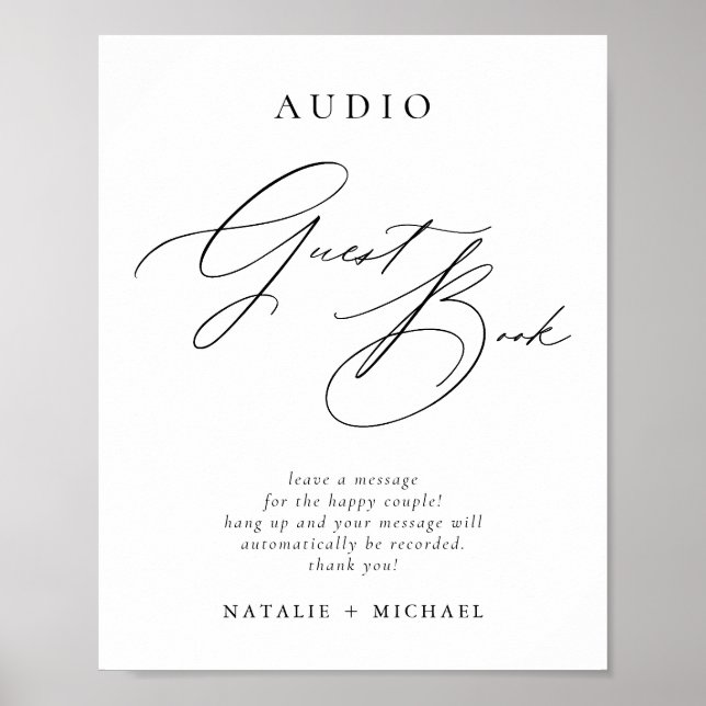 Calligraphy Wedding Audio Telephone Guestbook Sign (Front)