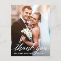Calligraphy Wedding Bride Groom Photo Thank You