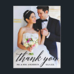 Calligraphy Wedding Bride Groom Photo Thank You Postcard<br><div class="desc">Modern Calligraphy Wedding Bride and Groom Photo Thank You Postcard</div>
