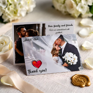 Calligraphy Wedding Bride Groom Photo W Note Thank You Card