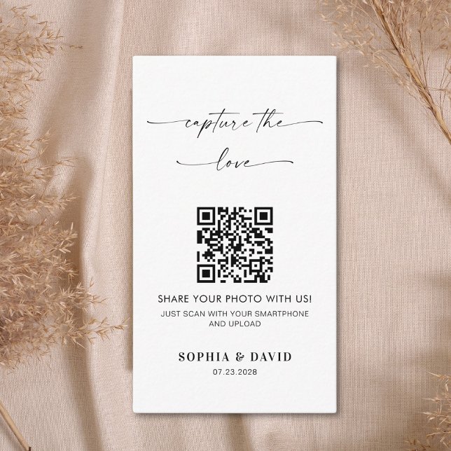 Calligraphy Wedding Capture the love QR Code Enclosure Card (Creator Uploaded)