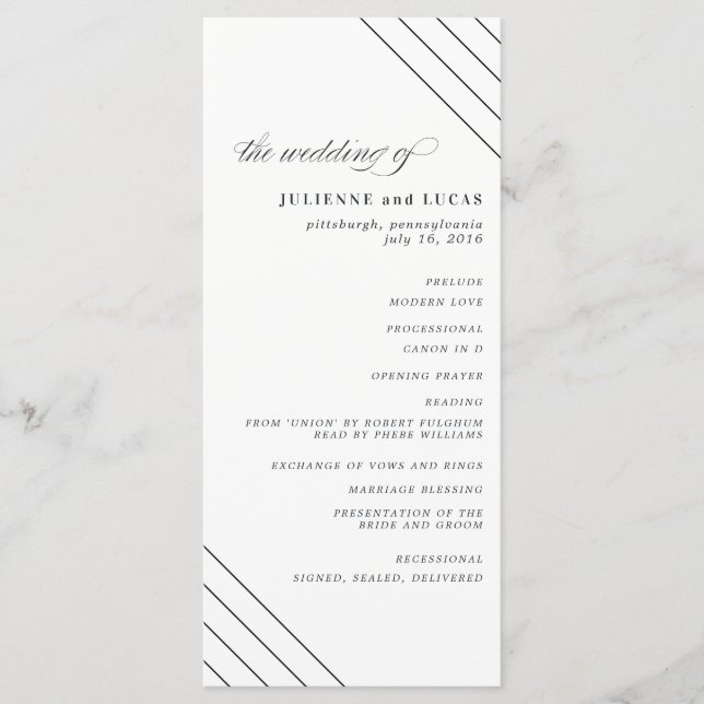 Calligraphy Wedding Ceremony Progam | Black Program (Front)