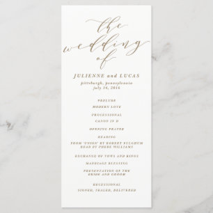 Calligraphy Wedding Ceremony Progam   Gold Program