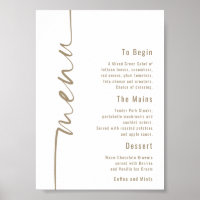 Calligraphy Wedding Champagne Gold Menu