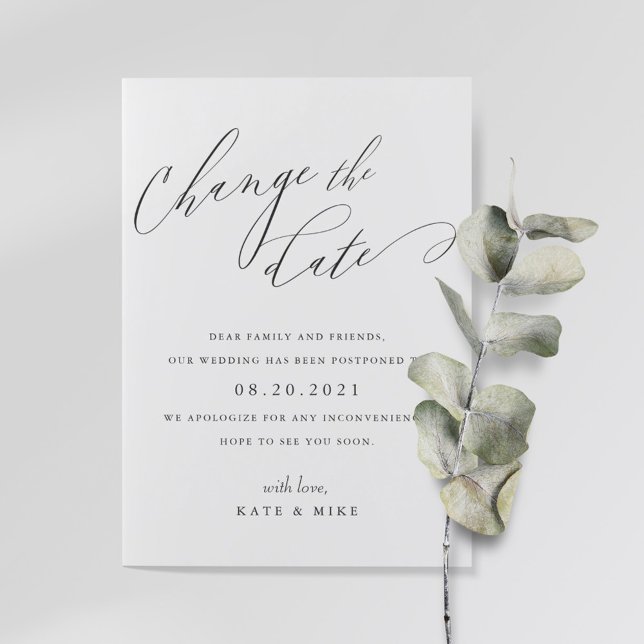 Calligraphy Wedding Change the Date Announcement (Creator Uploaded)