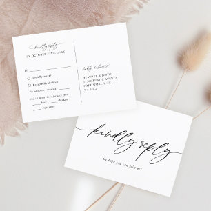 Calligraphy Wedding Menu Choice RSVP Postcard