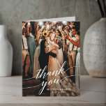 Calligraphy Wedding Photo Script Overlay Note Thank You Card<br><div class="desc">Modern Calligraphy Wedding Bride and Groom Photo Overlay Thank You Folded Note Card - White Script</div>