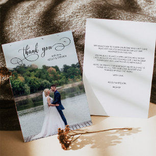 Calligraphy Wedding Photo Thank You Cards