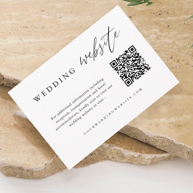 Calligraphy Wedding QR Code Wedding Website Enclosure Card (Creator Uploaded)