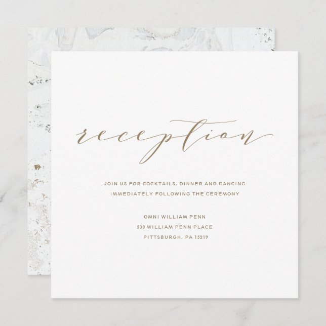 Calligraphy Wedding Reception Card | Gold (Front/Back)