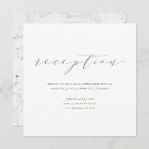 Calligraphy Wedding Reception Card   Gold