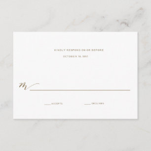 Calligraphy Wedding Reply Gold RSVP Card