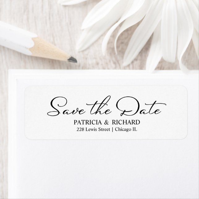 Calligraphy Wedding Save The Date Return Address L Label (Insitu)