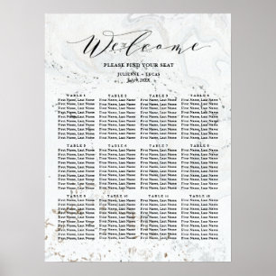 Calligraphy  Wedding Seating Chart   Black