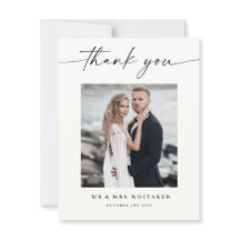 Calligraphy Wedding Thank You Card Photo