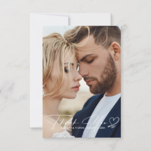 Calligraphy Wedding Thank You Dusty Blue ID771 Card