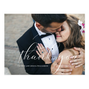 Calligraphy Wedding Thank You Post Card
