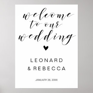 Calligraphy Welcome wedding sign black and white