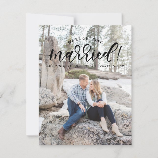 Calligraphy We're Getting Married Save the Date (Front)