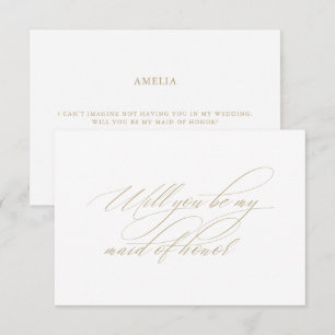 Calligraphy White Maid of Honour Proposal Card