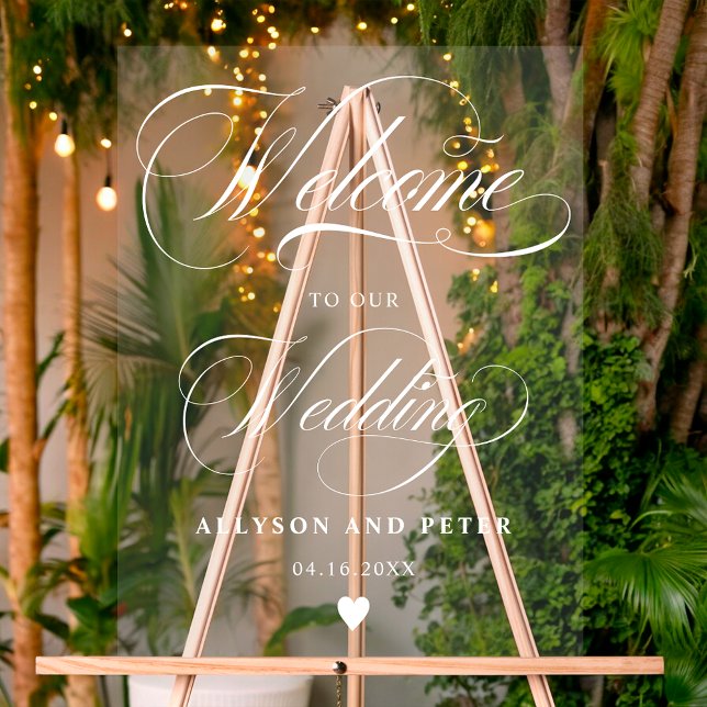 calligraphy white script wedding welcome acrylic sign (calligraphy white script wedding welcome acrylic sign)