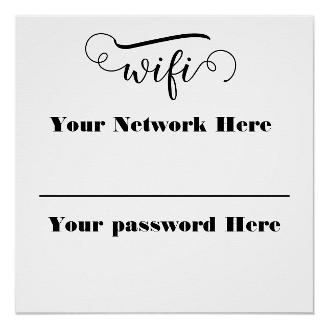 calligraphy wifi password pedestal sign (Front)