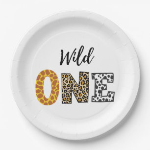 Calligraphy wild one white Paper Plate