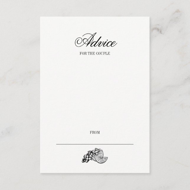 Calligraphy & Wine Wedding Advice Card (Front)