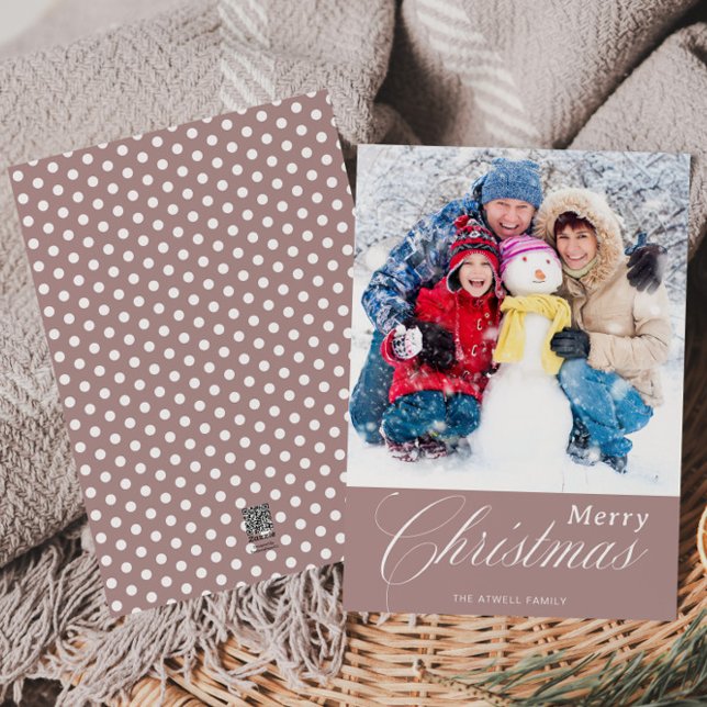 Calligraphy Winter Family Photo Merry Christmas  Holiday Card (Creator Uploaded)