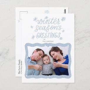 Calligraphy Winter Season Greetings Photo Holiday Postcard