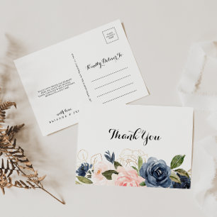 Calligraphy Winter Unique Floral Thank You Postcard