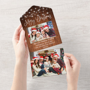 Calligraphy Wood Lights All In One Christmas Card