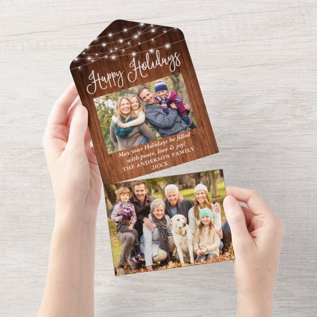 Calligraphy Wood Lights All In One Holiday Card (Tearaway)