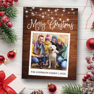 Calligraphy Wood Lights Instant Camera Photo Postcard