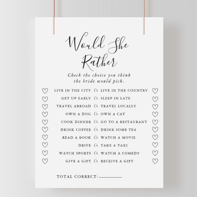 Calligraphy Would She Rather Bridal Shower Game (Creator Uploaded)