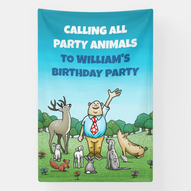 Calling All Animals Birthday Banner (Vertical)