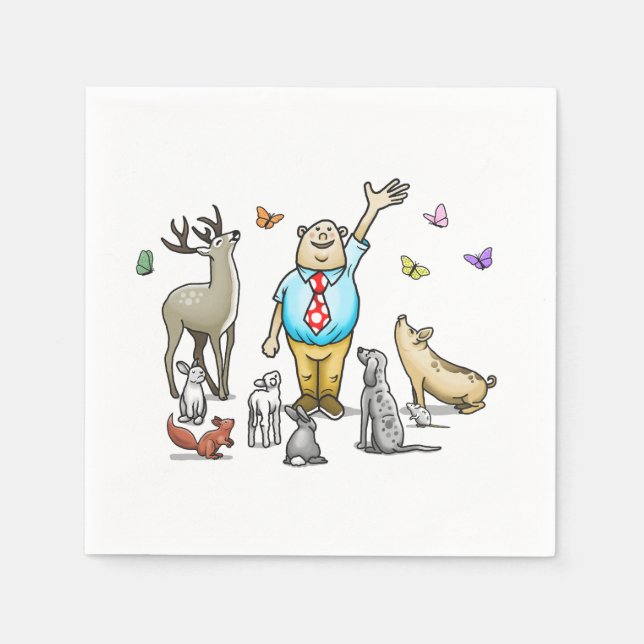Calling All Animals Birthday Napkin (Front)