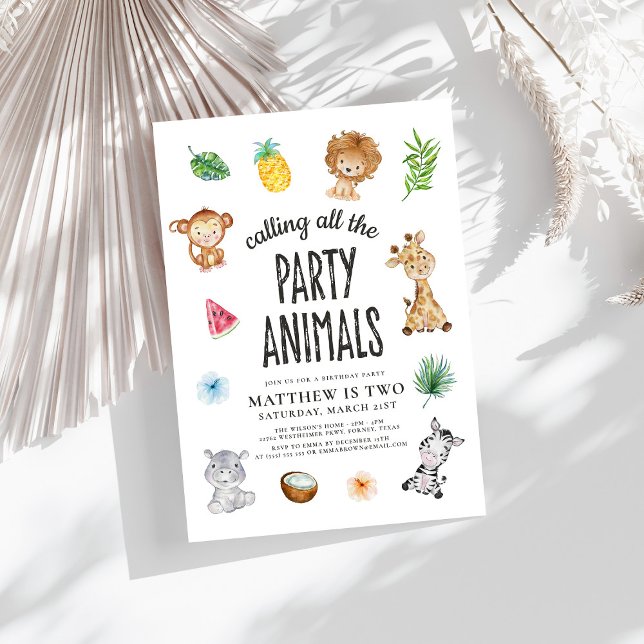 Calling All Animals Safari Jungle Kids Birthday Invitation (Creator Uploaded)