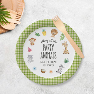 Calling All Animals Safari Jungle Kids Birthday Paper Plate