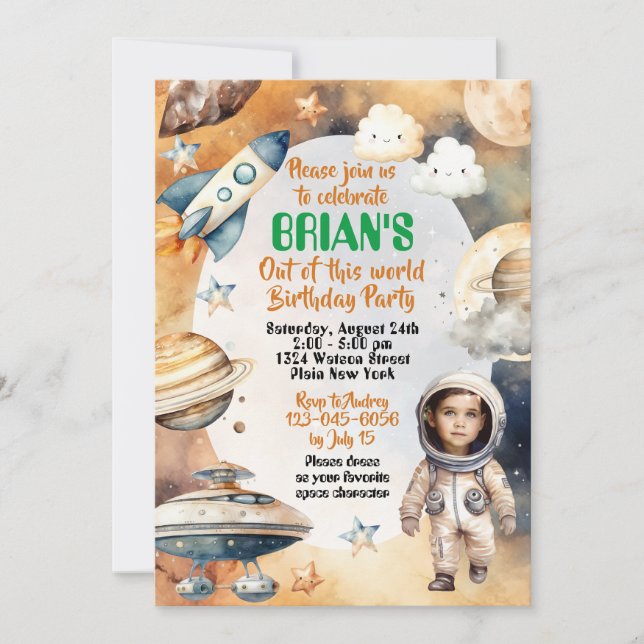 Calling All Astronauts Space Theme Birthday Invitation (Front)