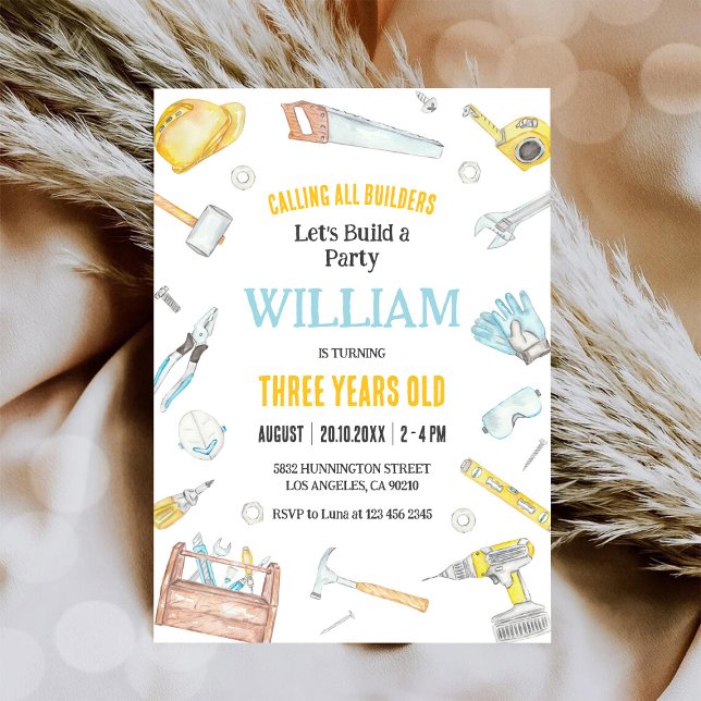 Calling All Builders Kids Boy Birthday Invitation (Creator Uploaded)